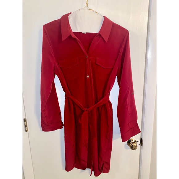 Motherhood Maternity, Tie Front Button Down Maternity Dress, Red, XL - Picture 1 of 2